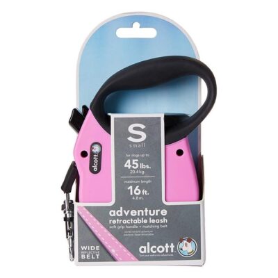 Alcott Flexi-ble Adventure Retractable Tape Dog Leash - Pink - Small