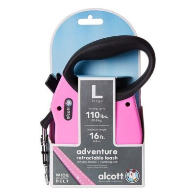Alcott Flexi-ble Adventure Retractable Tape Dog Leash - Pink - Large