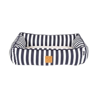 Mog & Bone Bolster Dog Bed - Navy Hamptons Stripe - Small