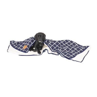 Mog & Bone Soft Reversible Pet Blanket Navy Check