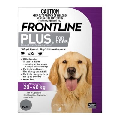 Frontline Plus For Large Dogs 20 To 40 Kg Purple 9 Pipettes