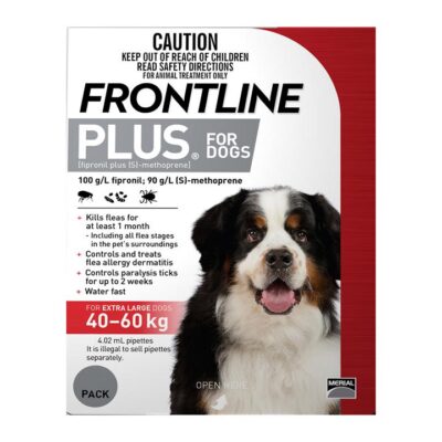 Frontline Plus For Extra Large Dogs 40 To 60kg Red 9 Pipettes