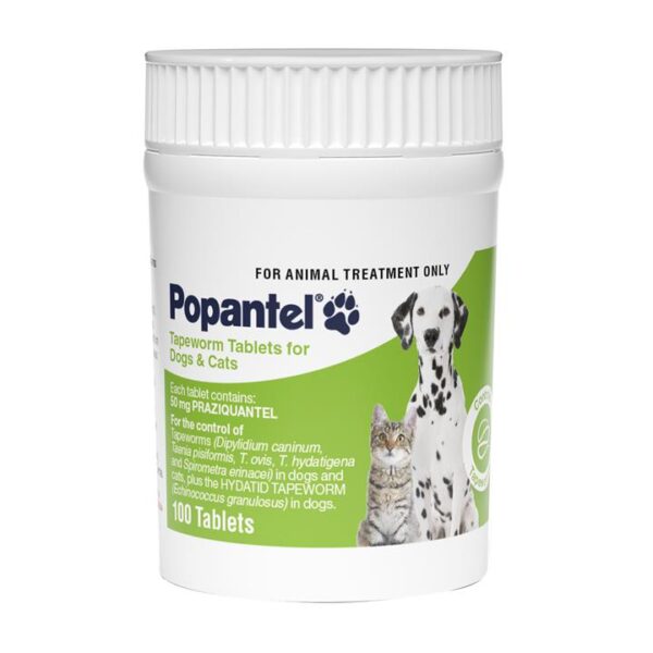 Popantel Tapewormer For Dogs & Cats 100 Tablets