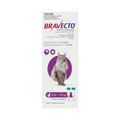Bravecto Spot On For Large Cats 6.25 - 12.5 Kg Purple 4 Pipettes