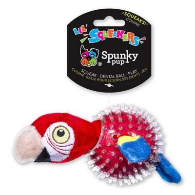 Spunky Pup Parrot In Clear Spiky Ball  1 Pack