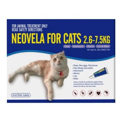 Neovela Selamectin Flea And Worming For Cats 2.6 - 7.5 Kg Blue 12 Pack