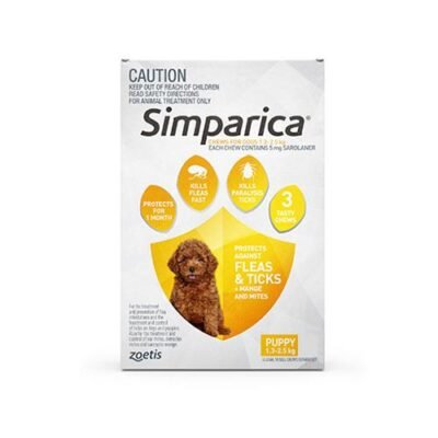 Simparica Chewables 5mg For Puppies 1.3-2.5kg Yellow 6 Doses
