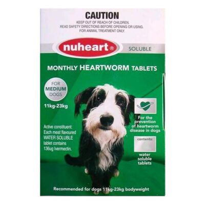 Nuheart For Dogs Generic Heartgard Tabs For Medium Dogs - Nuheart 11 To 23kg Green 12 Tablet