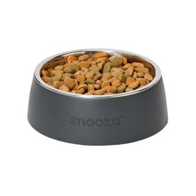 Snooza Concrete & Stainless Steel Pet Bowl Charcoal 1 Piece - Medium