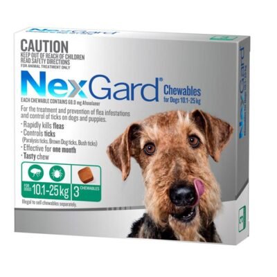 NEXGARD FOR DOGS 10.1-25KG - Green 3 Pack