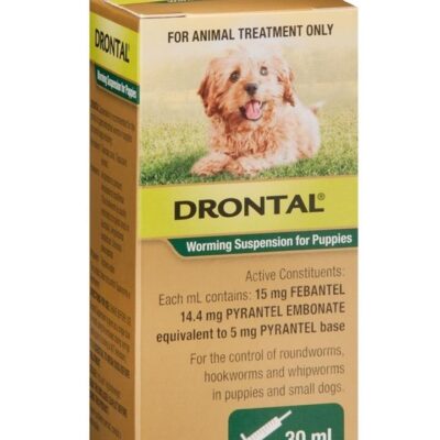 Drontal Suspension Roundworm, Hookworm, and Whipworm Worming Syrup for Puppies - 30ml