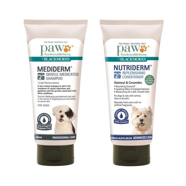 PAW by Blackmores 200ml Mediderm Shampoo & 200ml Nutriderm Conditioner pack