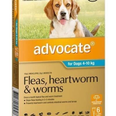 Advocate for Dogs - 6 Pack - Treats Fleas & Worms for Dogs 4-10kg - 6pk