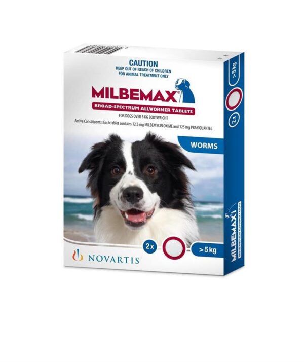 Milbemax Intestinal All-Wormer for Dogs 5-25kg - Pack of 2 Tablets