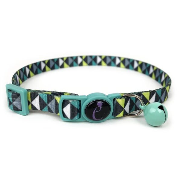 Cattitude Cat Collar with Breakaway Safety Clip & Bell - Geo Mint