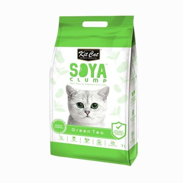 Kit Cat Soya Clumping Cat Litter made from Soybean Waste - Green Tea 7 Litres