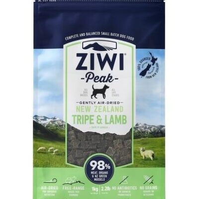 Ziwi Peak Air Dried Grain Free Dog Food 1kg Pouch - Tripe & Lamb
