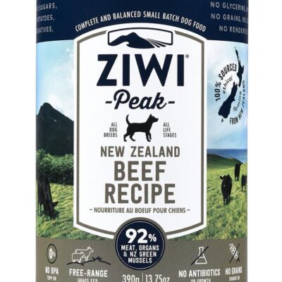 Ziwi Peak Moist Grain Free Dog Food - Free Range Beef - 390g x 12 Cans