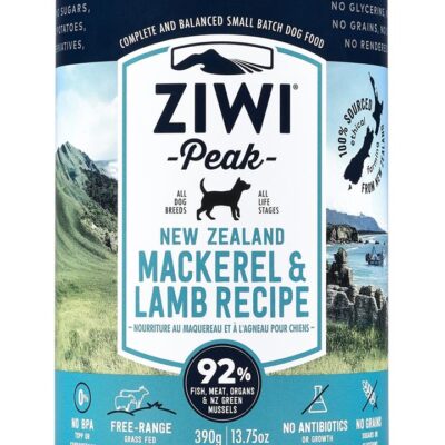 Ziwi Peak Moist Grain Free Dog Food - Mackerel & Lamb - 390g x 12 Cans