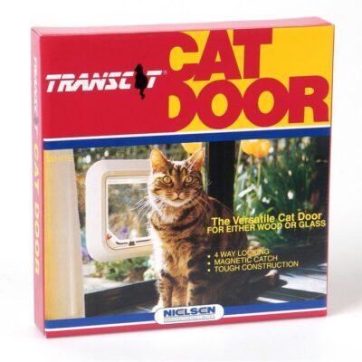 Transcat Pet Door Cat Flap for Doors, Walls & Glass - White - 4 Way Lock