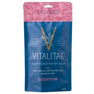 Vitalitae Superfood & Hemp Oil Dog Treats - Digestion Jerky - 150g