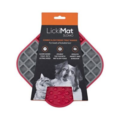 LickiMat Slomo Wet & Dry Double Slow Food Dog Bowl - Red