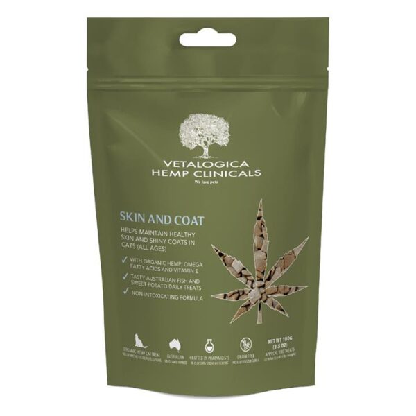 Vetalogica Hemp Clinicals Skin And Coat Cat Treats 100g