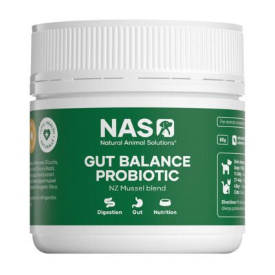 Natural Animal Solutions (Nas) Gut Balance Probiotic Supplement For Dogs And Cats - Nz Mussel Blend 80 Gm
