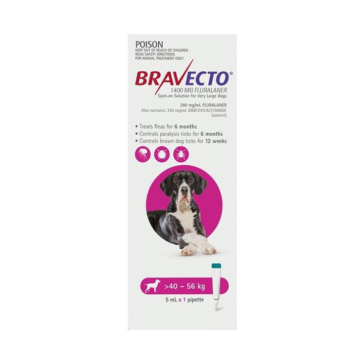Bravecto Spot On For X-Large Dogs (40 - 56 Kg) Pink 2 Pack