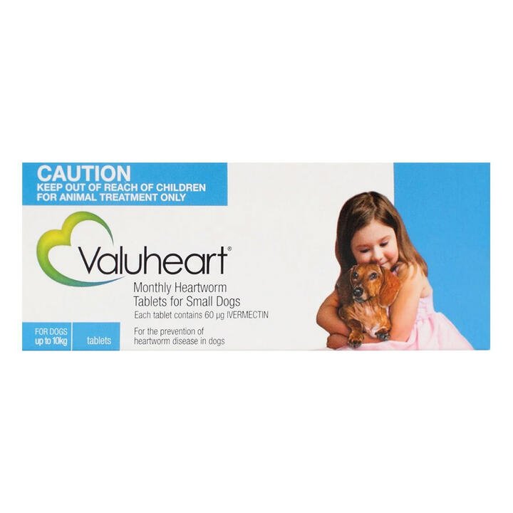 Valuheart Heartworm Tablets For Small Dogs Up To 10kg (Blue) 12 Tablet