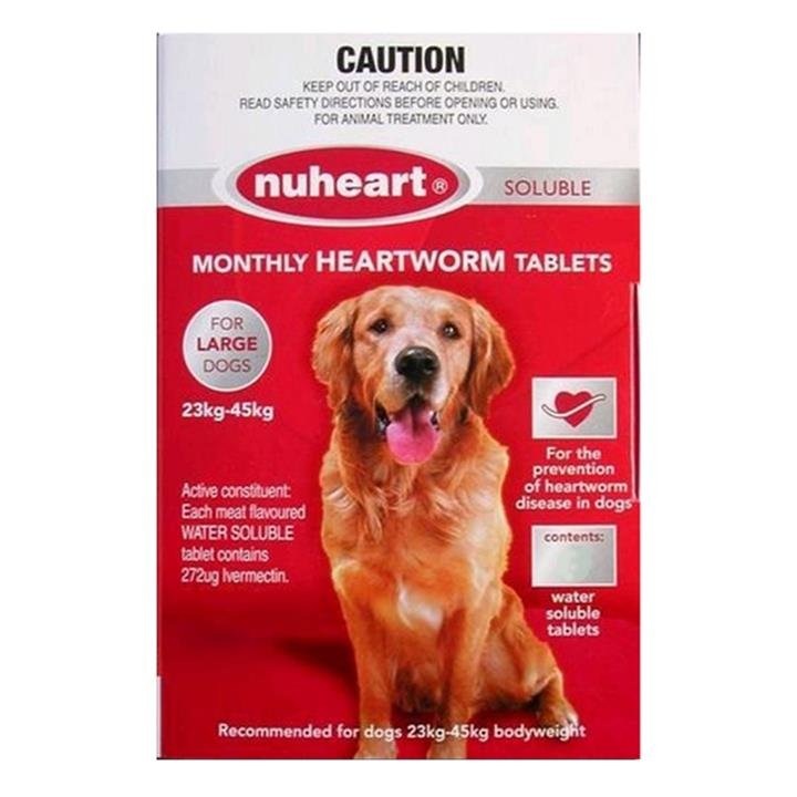 Nuheart For Dogs Generic Heartgard Tabs For Large Dogs - 23 To 45kg (Red) 6 Tablets