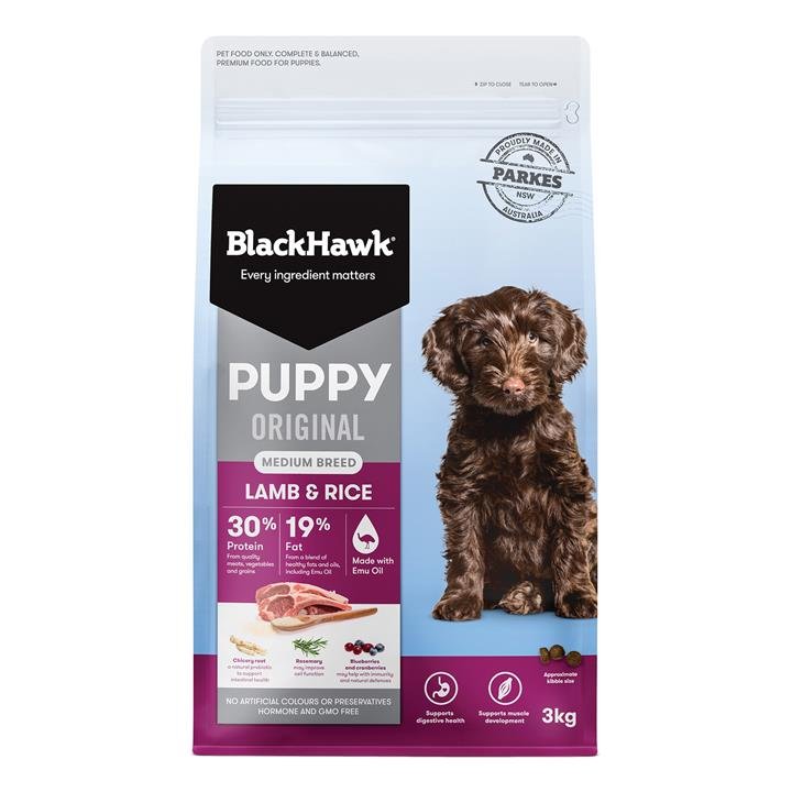 Black Hawk Original Puppy Medium Breed Lamb & Rice Dry Dog Food  3 Kg