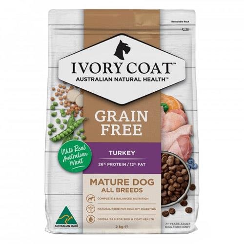 Ivory Coat Grain Free Mature All Breeds Turkey Dry Dog Food  2 Kg