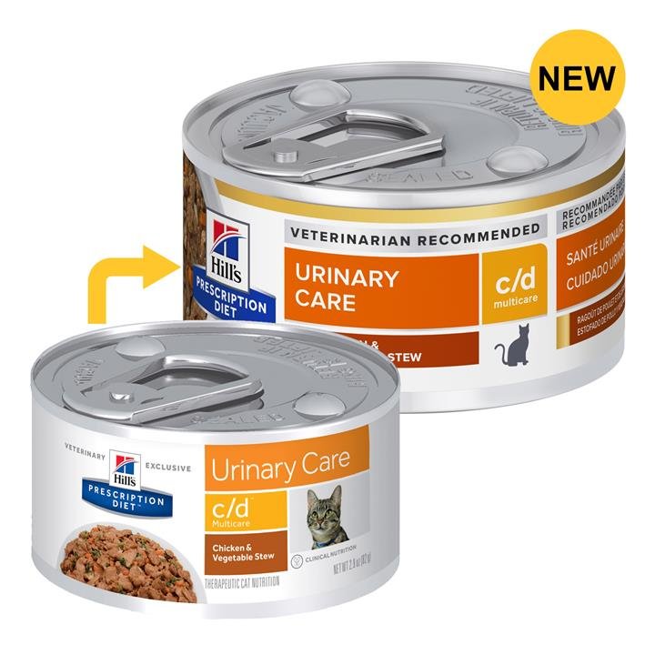 Hill's Prescription Diet C/D Multicare Urinary Care Chicken & Vegetable Stew Wet Cat Food 82gm 24 Cans
