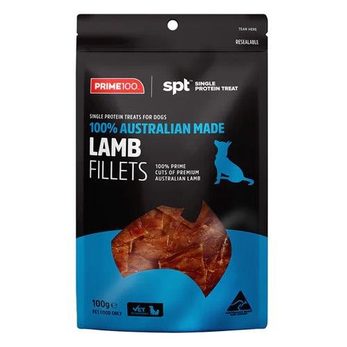 Prime100 Spt Single Protein Lamb Fillets Treats For Dogs 100gm 1 Pack