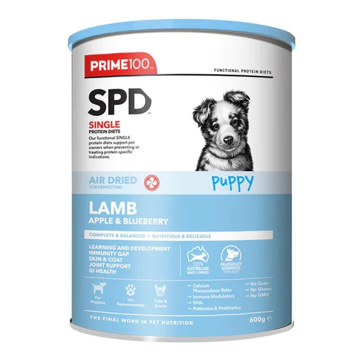 Prime100 Spd Single Protein Diets Air Dried Lamb, Apple & Blueberry Puppy Dry Dog Food  600 Gm