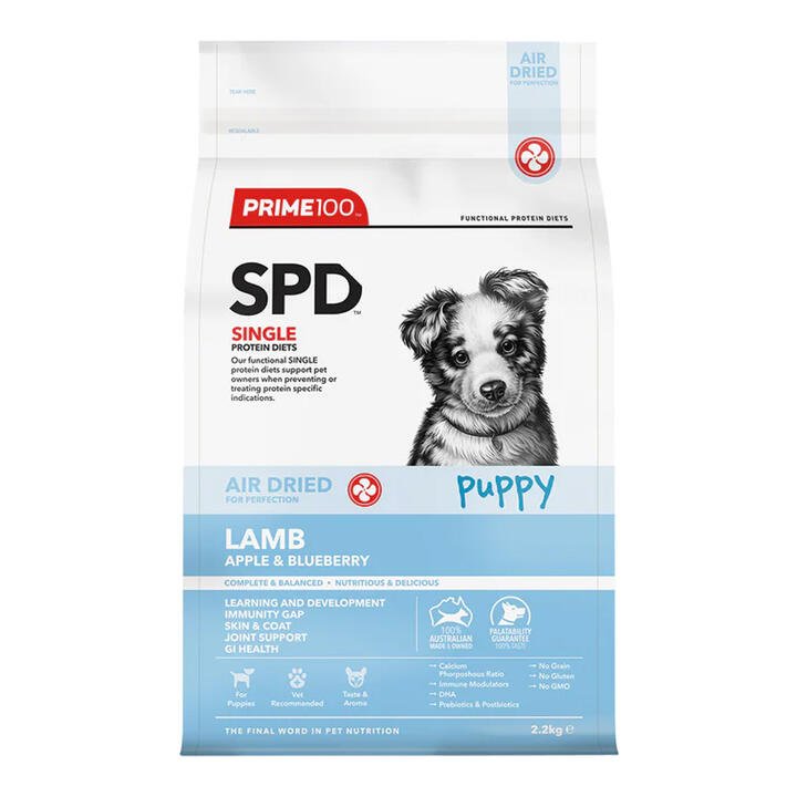 Prime100 Spd Single Protein Diets Air Dried Lamb, Apple & Blueberry Puppy Dry Dog Food  2.2 Kg