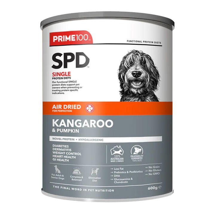 Prime100 Spd Single Protein Diets Air Dried Kangaroo & Pumpkin All Life Stages Dry Dog Food  600 Gm