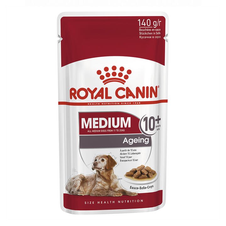 Royal Canin Medium Ageing 10+ Years In Sauce Pouches Wet Dog Food 140 Gms 10 Pack