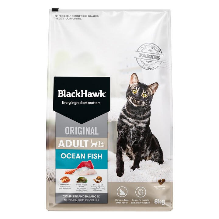 Black Hawk Original Adult 1+ Ocean Fish Dry Cat Food  8 Kg
