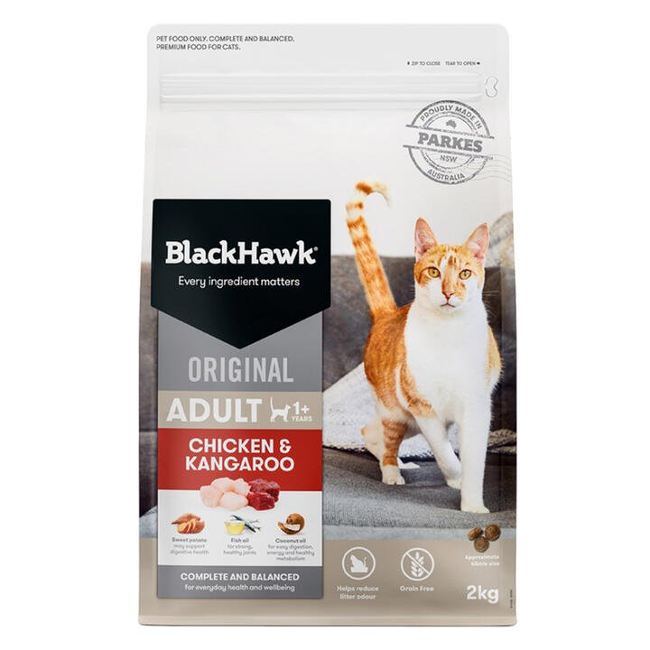 Black Hawk Original Adult 1+ Chicken & Kangaroo Dry Cat Food  2 Kg