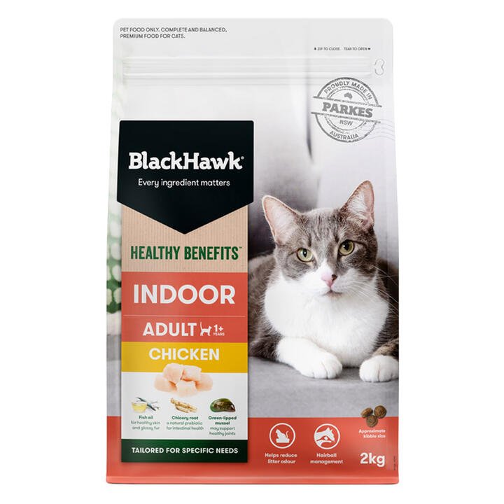 Black Hawk Healthy Benefits Indoor Adult 1+ Chicken Dry Cat Food  2 Kg