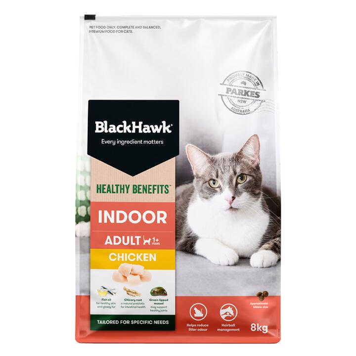 Black Hawk Healthy Benefits Indoor Adult 1+ Chicken Dry Cat Food  8 Kg
