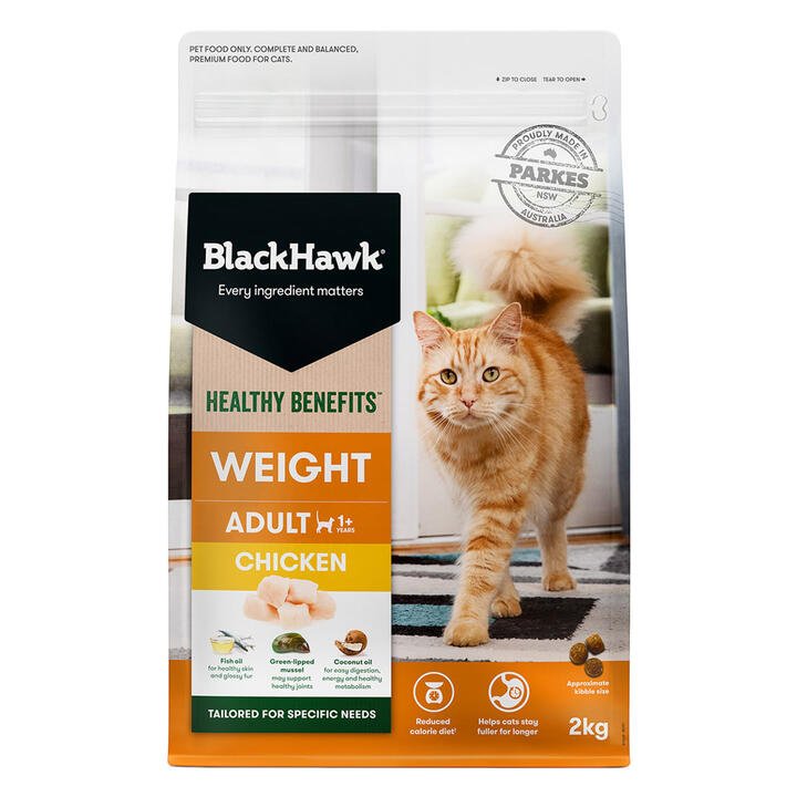 Black Hawk Healthy Benefits Weight Adult 1+ Chicken Dry Cat Food  2 Kg