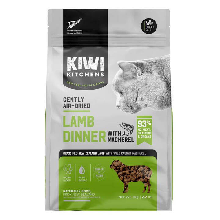 Kiwi Kitchens Gently Air Dried Lamb Dinner With Mackerel Dry Cat Food  1 Kg