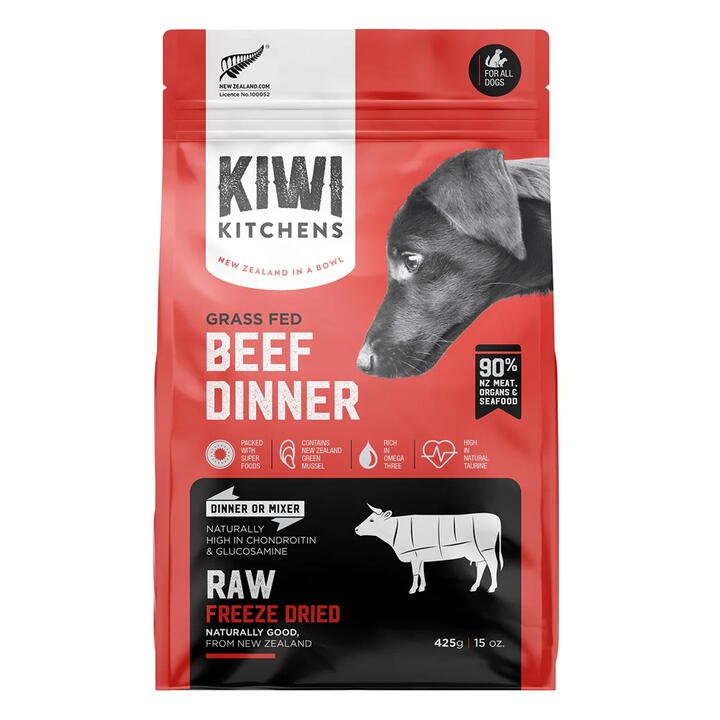 Kiwi Kitchens Freeze-Dried Dog Food Beef Dinner  425 Gm