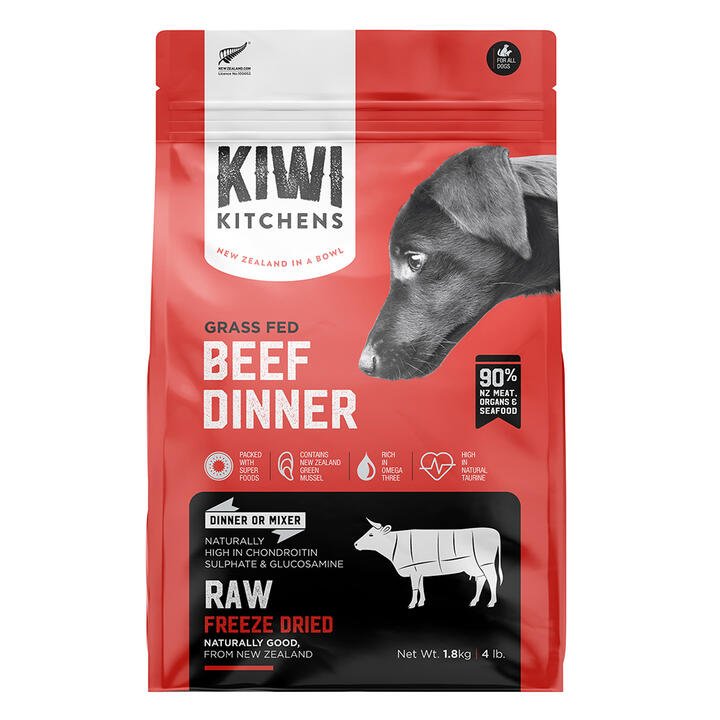 Kiwi Kitchens Freeze-Dried Dog Food Beef Dinner  1.8 Kg