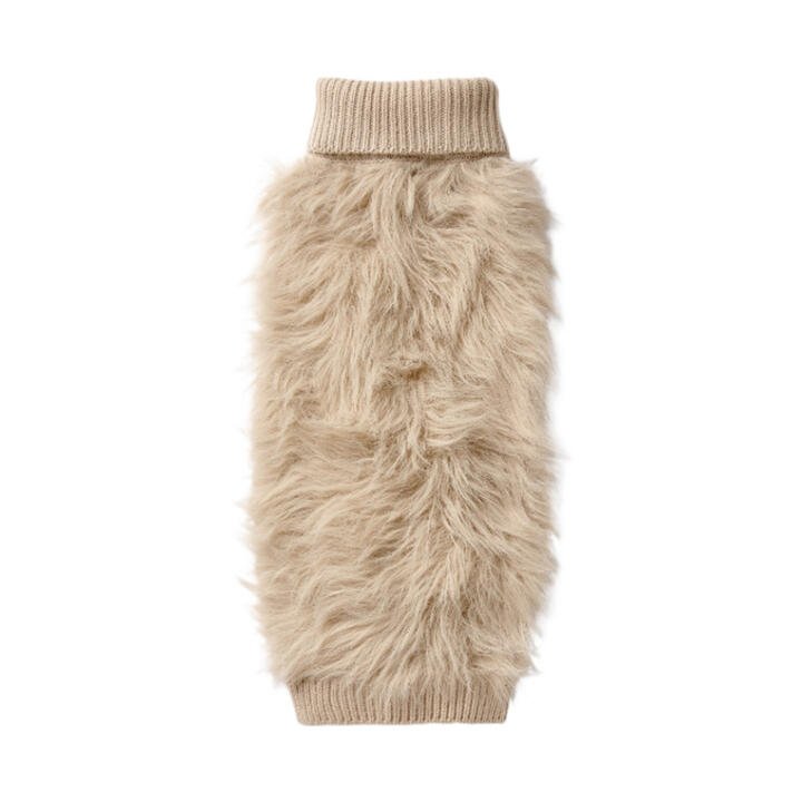 Snooza Dog Apparel Fur Knit Jumper Ecru 1 X Small