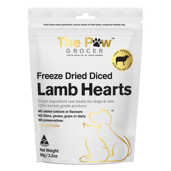 The Paw Grocer Freeze Dried Lamb Hearts Dog And Cat Treats  90 Gm