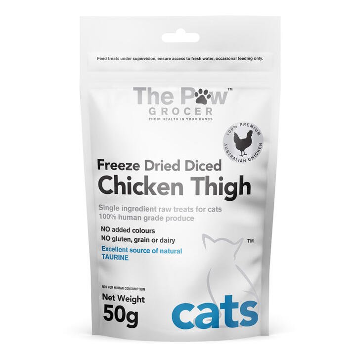 The Paw Grocer Freeze Dried Diced Chicken Thigh Cat Treats  50 Gm